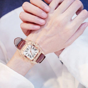 Diamond Leather Band Quartz Watch Sets - AMOROUSDRESS