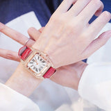 Diamond Leather Band Quartz Watch Sets - AMOROUSDRESS