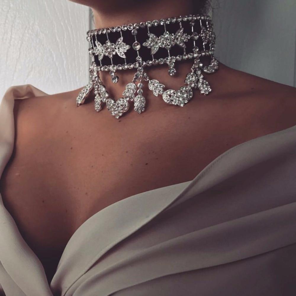 Crystal Rhinestone Choker Necklace - AMOROUSDRESS