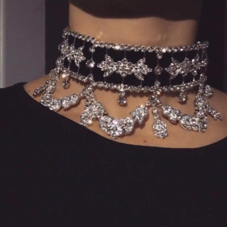 Crystal Rhinestone Choker Necklace - AMOROUSDRESS