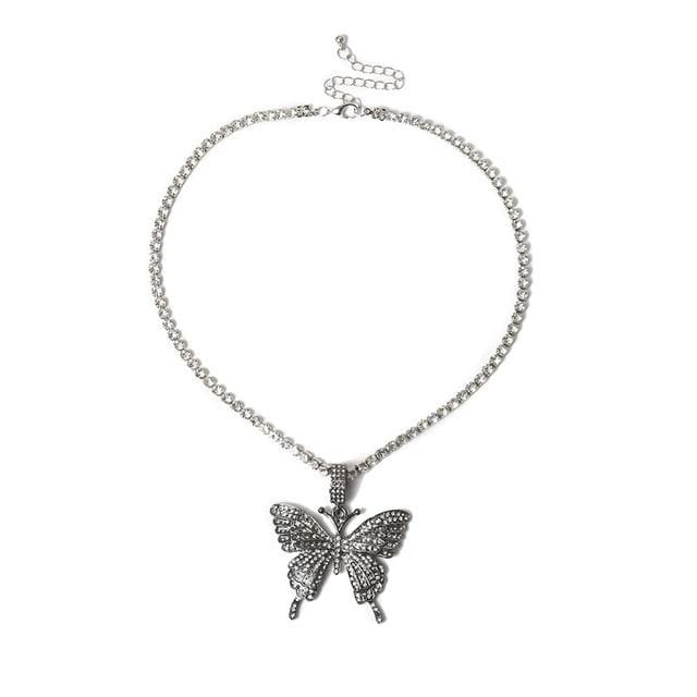 Butterfly Crystal Choker Necklace - AMOROUSDRESS