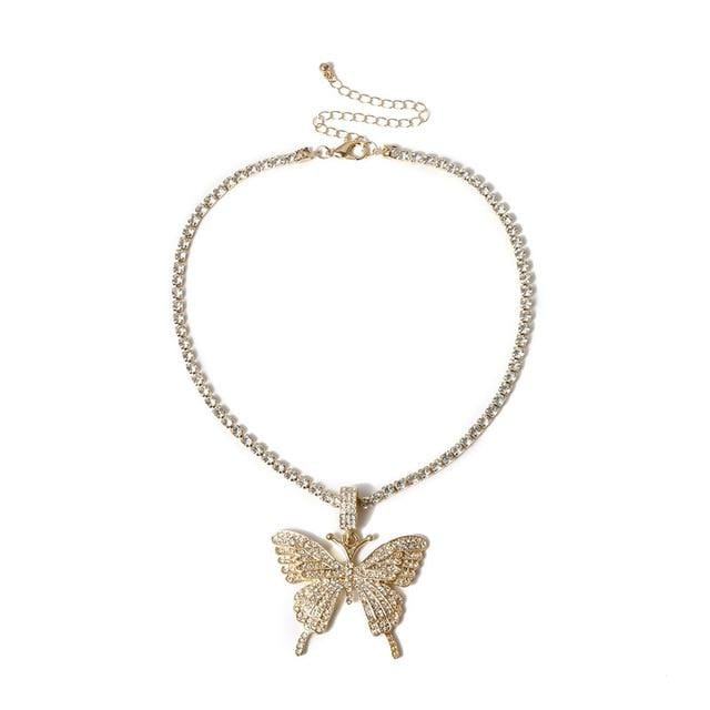 Butterfly Crystal Choker Necklace - AMOROUSDRESS