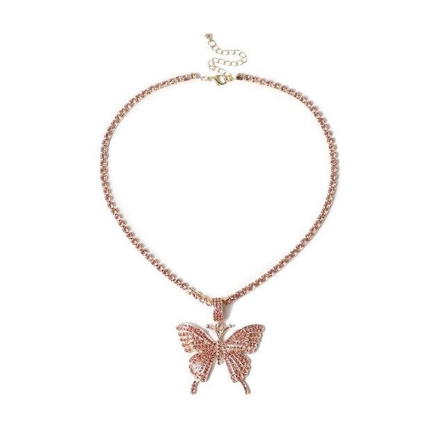 Butterfly Crystal Choker Necklace - AMOROUSDRESS