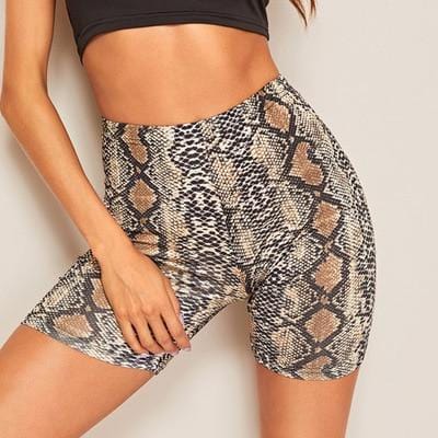 Elastic Snake Print Shorts - AMOROUSDRESS