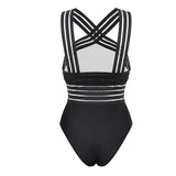 Striped Bandage Monokini Swimwear - AMOROUSDRESS