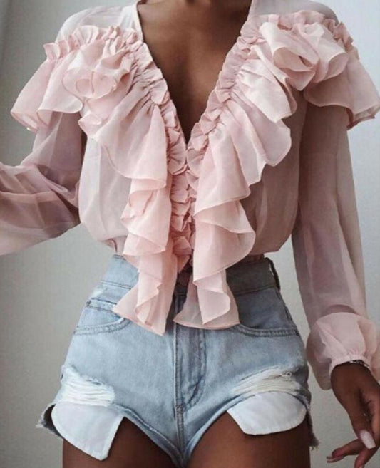 Loose Long-Sleeve Fairy Blouse - AMOROUSDRESS