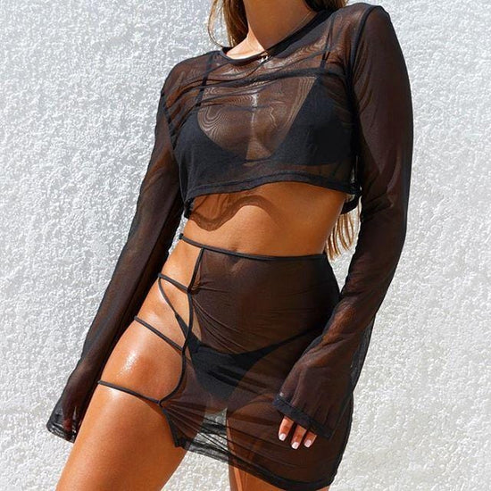 Loose See-Through Two Piece Set - AMOROUSDRESS