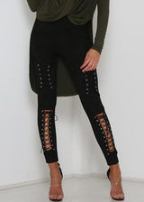 Lace Up Faux Suede Pants - AMOROUSDRESS