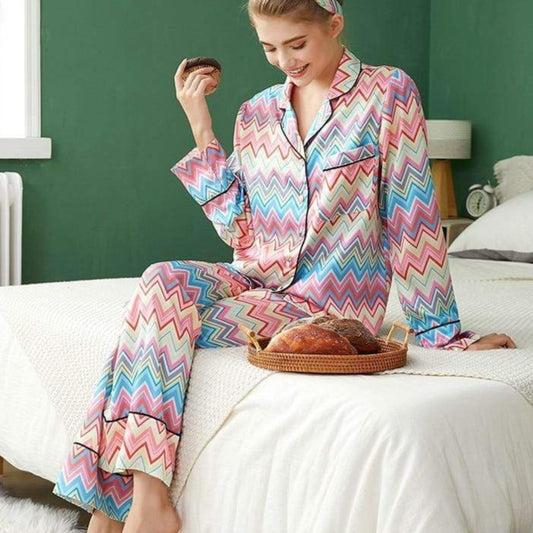 Colorful Silk Sleepwear Set - AMOROUSDRESS