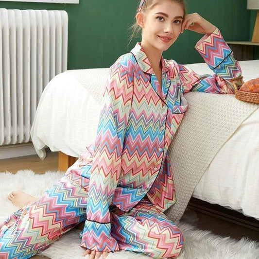 Colorful Silk Sleepwear Set - AMOROUSDRESS