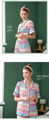Colorful Silk Sleepwear Set - AMOROUSDRESS