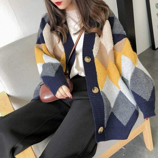Dahlia Plaid Loose Cardigan - AMOROUSDRESS