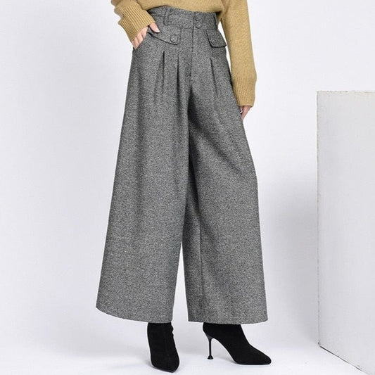 Exclusive Wool Wide Leg Pants - AMOROUSDRESS