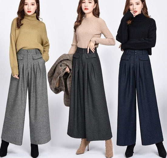 Exclusive Wool Wide Leg Pants - AMOROUSDRESS