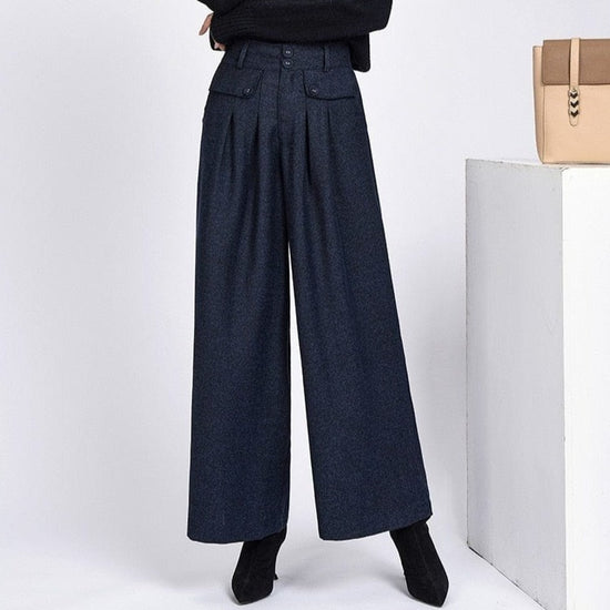 Exclusive Wool Wide Leg Pants - AMOROUSDRESS