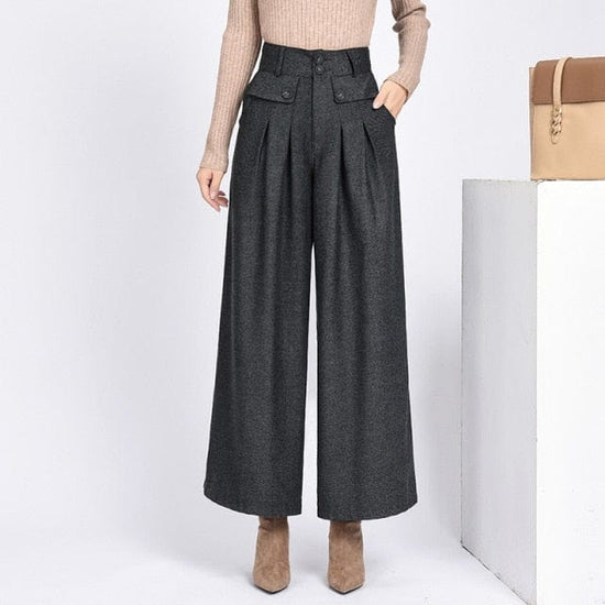 Exclusive Wool Wide Leg Pants - AMOROUSDRESS