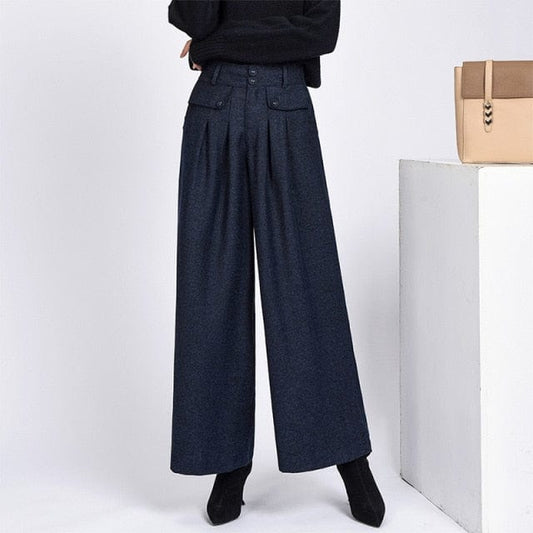 Exclusive Wool Wide Leg Pants - AMOROUSDRESS