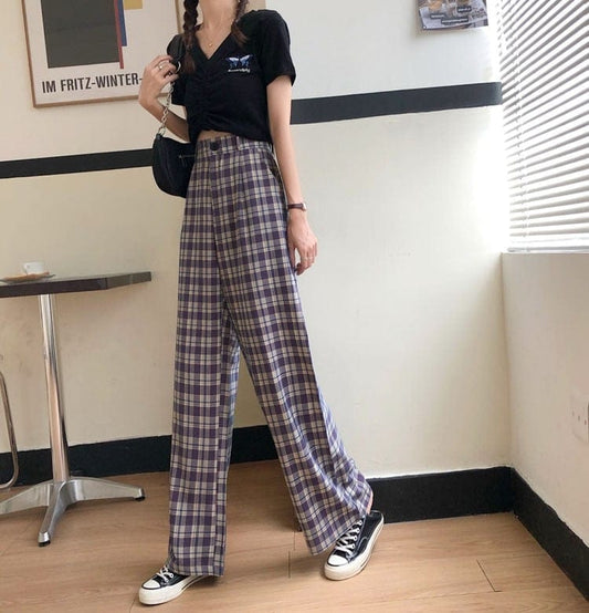 Perfect Vintage Plaid Pants - AMOROUSDRESS