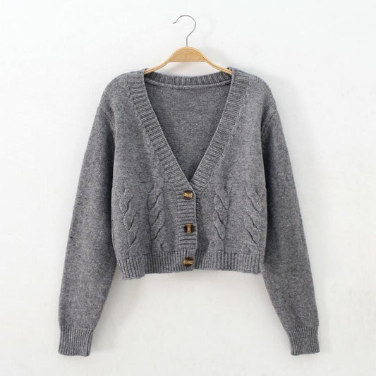 Short Knitted Button Cardigan - AMOROUSDRESS