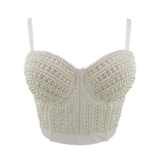 Pearly Bustier Cropped Top - AMOROUSDRESS