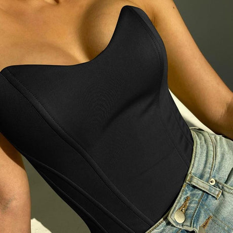 Stylish Satin Corset Crop Top - AMOROUSDRESS