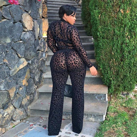 Long Sleeve Sexy Transparent Lace Jumpsuit - AMOROUSDRESS