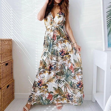 Stylish Floral Long Dress - AMOROUSDRESS