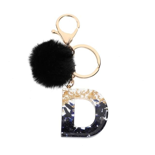 Pompom Glitter Letter Keychain - AMOROUSDRESS