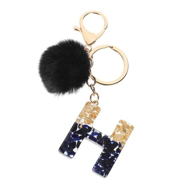 Pompom Glitter Letter Keychain - AMOROUSDRESS