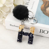 Pompom Glitter Letter Keychain - AMOROUSDRESS