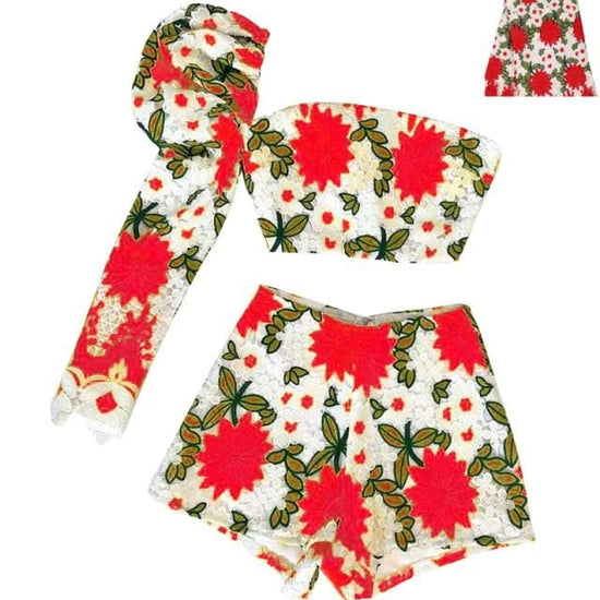 England Style Floral Top & Shorts Set - AMOROUSDRESS