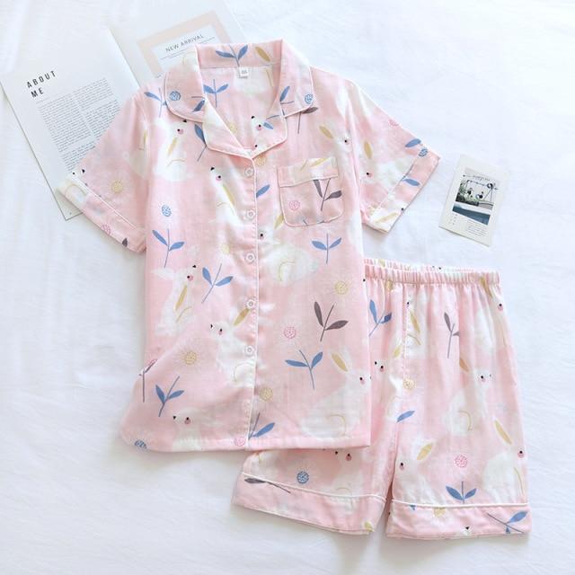 Cute Simple Print Casual Sleepwear Set - AMOROUSDRESS