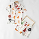 Cute Simple Print Casual Sleepwear Set - AMOROUSDRESS