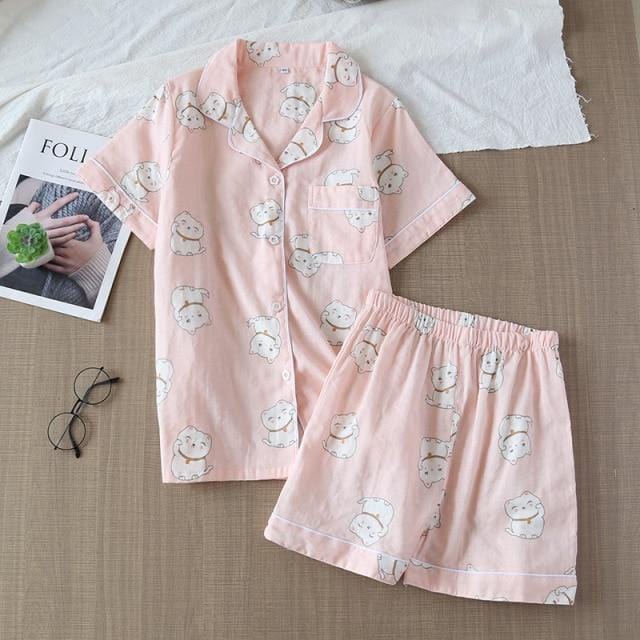 Cute Simple Print Casual Sleepwear Set - AMOROUSDRESS