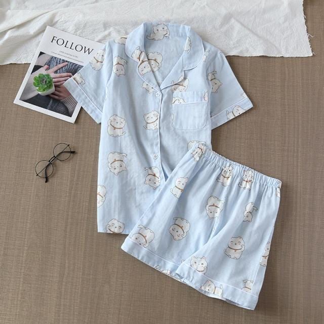 Cute Simple Print Casual Sleepwear Set - AMOROUSDRESS