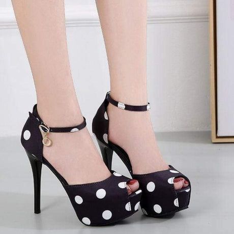 Silk Polk a Dot High Heel Pumps - AMOROUSDRESS