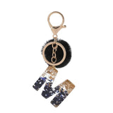 Pompom Glitter Letter Keychain - AMOROUSDRESS