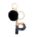 Pompom Glitter Letter Keychain - AMOROUSDRESS