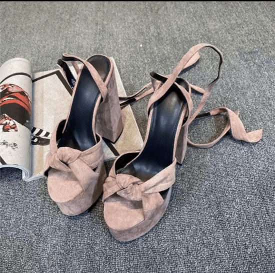 Silk Peep Toe Ankle Strap Heels - AMOROUSDRESS