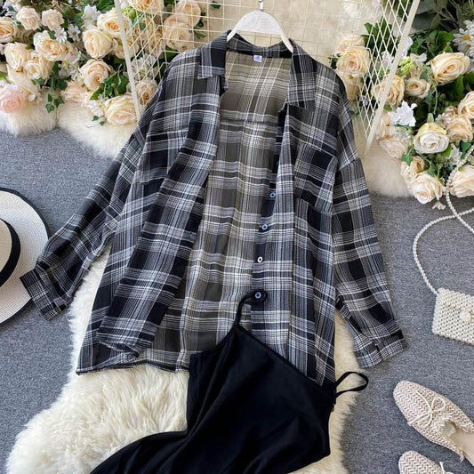 Cute Plaid Two Piece Set - AMOROUSDRESS