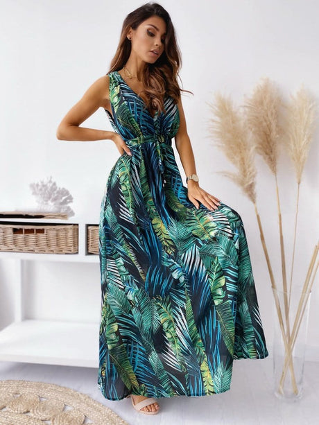 Deep V Neck Bohemian Dress - AMOROUSDRESS