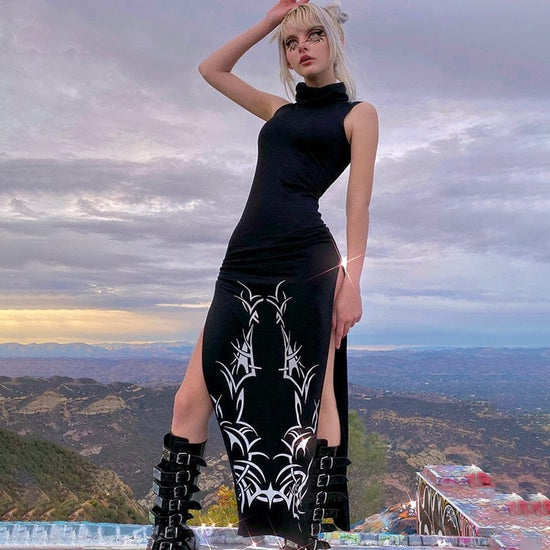Tempting Thorns Side Split Dress - AMOROUSDRESS