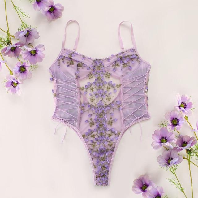 Sexy Floral Lace Lingerie Bodysuit - AMOROUSDRESS