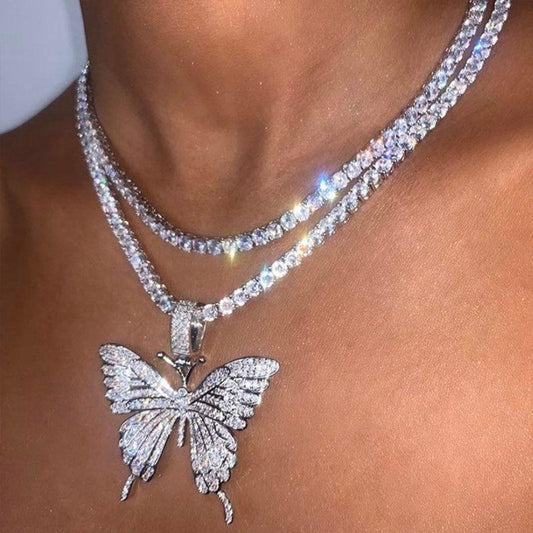 Butterfly Crystal Choker Necklace - AMOROUSDRESS