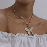 Butterfly Crystal Choker Necklace - AMOROUSDRESS