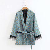 Premium Feather Kimono Suit - AMOROUSDRESS