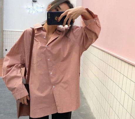 Loose Oversized Korean Style Blouse - AMOROUSDRESS