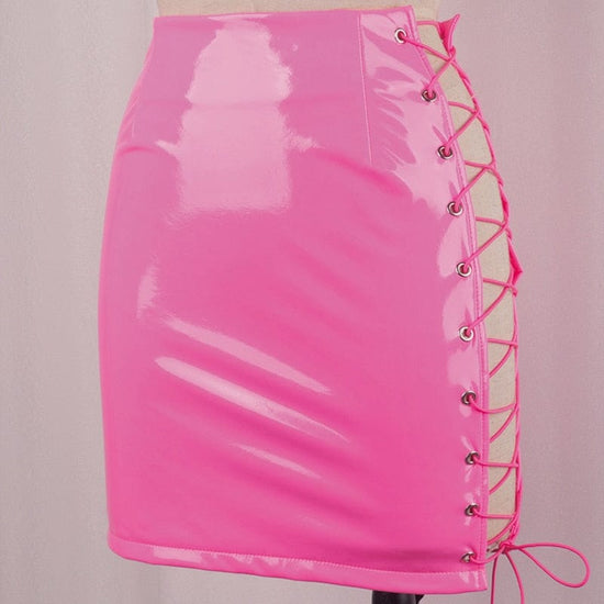 Provocative Slit Leather Skirt - AMOROUSDRESS
