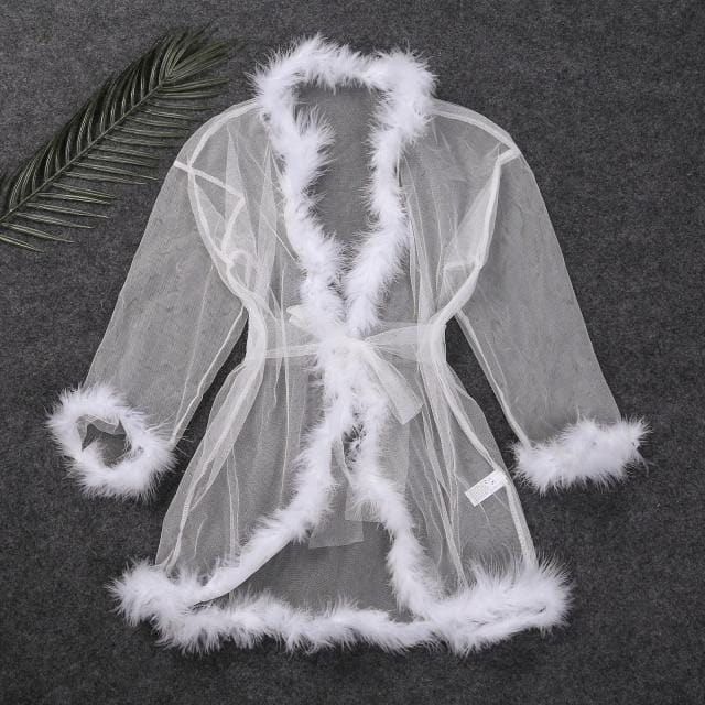 Angelic Flare Sleeve Feather Robe - AMOROUSDRESS