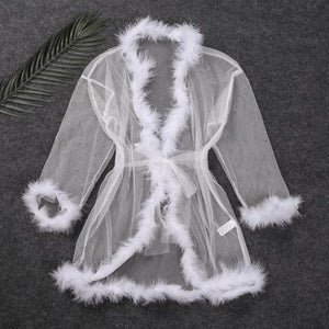 Angelic Flare Sleeve Feather Robe - AMOROUSDRESS